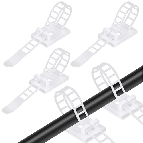 vsshe Kabelclips, 50 Stk kabelhalter selbstklebend, Verstellbare Kabelbinder mit Starkem Klebeband, Nylon Kabelklemmen für Kabelmanagement Wiederverwendbare Kabelorganisatoren für Zuhause Büro DIY von vsshe