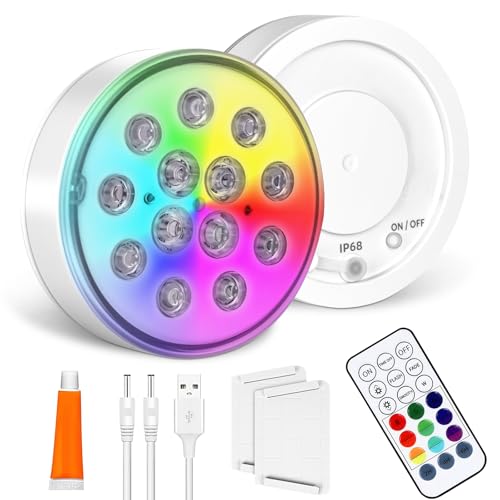 vsshe Poolbeleuchtung Unterwasser Licht, 2 Stück LED Wiederaufladbar Pool Lichter Unterwasser mit Fernbedienung | IP68 Wasserdicht,16 Farben, Multi LED für Schwimmbad, Badewanne, Spa, Garten, Teich vsshe Poolbeleuchtung Unterwasser Licht, 2 Stück LED Wiederaufladbar Pool Lichter Unterwasser mit Fernbedienung | IP68 Wasserdicht,16 Farben, Multi LED für Schwimmbad, Badewanne, Spa, Garten, Teich von vsshe