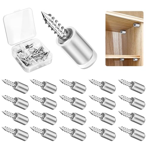 vsshe Regalbodenträger 20 Stück, Einlegeboden Halter mit Gummischutz, Regalstifte, Bodenträger Regalbodenhalter Selbstschneidende Fachbodenträger für Küchenschrank Bücherregal Schrank Möbelschrank von vsshe