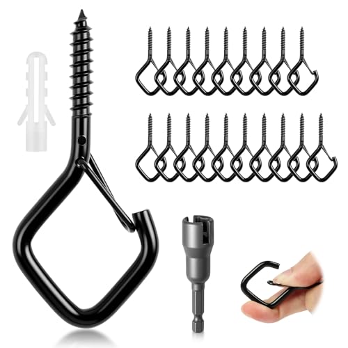 vsshe Schwarz Haken zum Schrauben, 20 Stück Schraubhaken Kohlenstoffstahl mit Sicherung, Deckenhaken Wandhaken mit Metallhülse, für Innen Außen hängende Pflanzen Kunst Schlüssel Weihnachtsdekoration vsshe Schwarz Haken zum Schrauben, 20 Stück Schraubhaken Kohlenstoffstahl mit Sicherung, Deckenhaken Wandhaken mit Metallhülse, für Innen Außen hängende Pflanzen Kunst Schlüssel Weihnachtsdekoration von vsshe