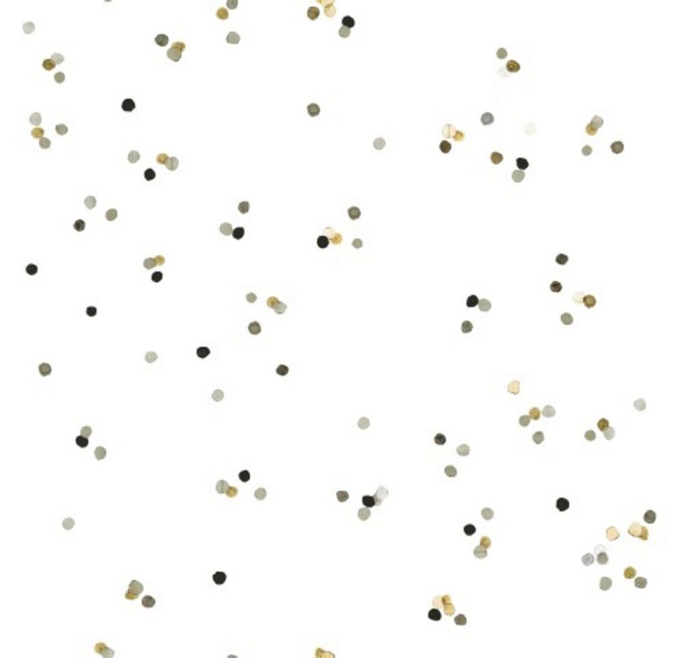 vtwonen Vliestapete Punkte/Confetti, 3D-Optik, (1 St), Weiß/Schwarz/Gold - 10m x 52cm von vtwonen