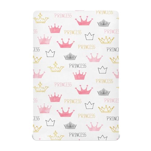 Bettlaken für Kinderbett für Jungen, rosa goldene Prinzessinnenkrone, Kleinkind, Baby, Mädchen, neutrale Mini-Kinderbett-Matratze, Spannbettlaken, Kinderbettmatratze, 132 x 71 x 22 cm Bettlaken für Kinderbett für Jungen, rosa goldene Prinzessinnenkrone, Kleinkind, Baby, Mädchen, neutrale Mini-Kinderbett-Matratze, Spannbettlaken, Kinderbettmatratze, 132 x 71 x 22 cm von vvfelixl