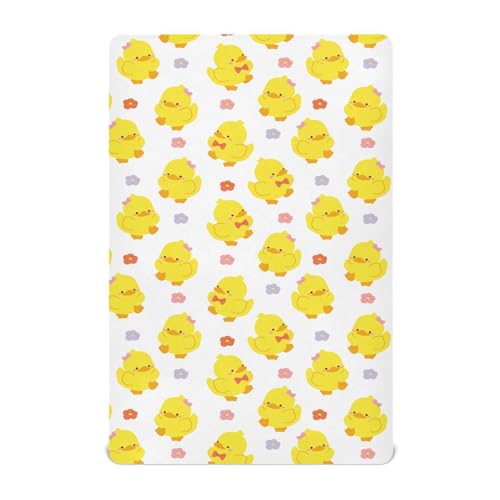 Bettlaken für Kinderbetten für Jungen und Mädchen, niedliche gelbe Ente, atmungsaktive Mini-Matratze, Spannbettlaken, für Kinderbett-Matratze, 99 x 68 x 12 cm Bettlaken für Kinderbetten für Jungen und Mädchen, niedliche gelbe Ente, atmungsaktive Mini-Matratze, Spannbettlaken, für Kinderbett-Matratze, 99 x 68 x 12 cm von vvfelixl