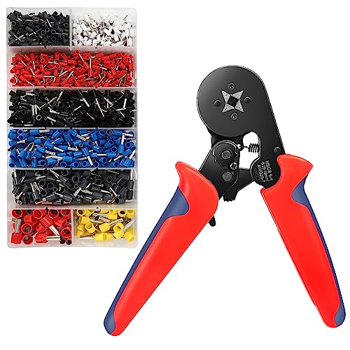 vvhippo Crimpzangen Aderendhülsen Set, Kabelschuhe Set mit Zange 1250 stück Kabelschuhzange Crimpzange Aderendhülsen Zange 0,25-10 mm² Ergonomischer Griff Crimp Tool von vvhippo