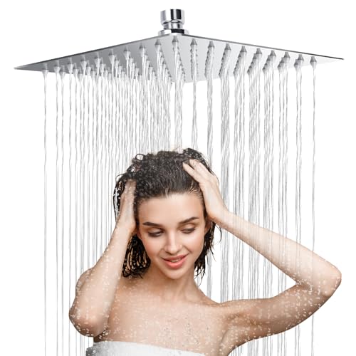 Regendusche Quadrat 8 Zoll, 304 Edelstahl Duschkopf Regendusche, 360° Verstellbarer Regendusche Duschkopf, Wassersparend Regenduschkopf mit 90 Anti Kalk Düsen von vvhippo