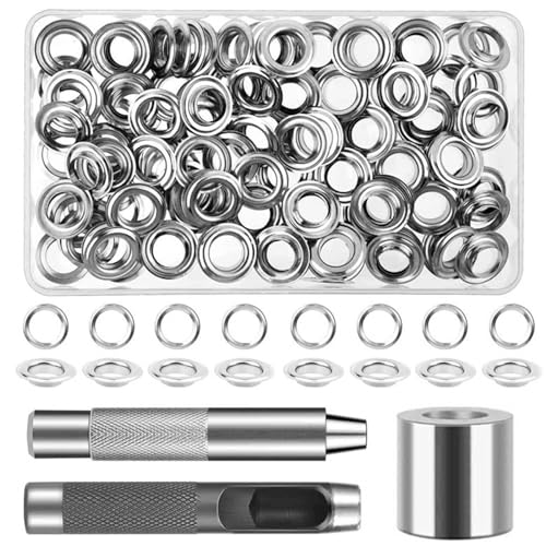 vvhippo 120pcs Ösen Werkzeug Kit, Ösen Set 12mm Ösen Scheiben Ösenzange Set Rostfrei Ösen für Planen Ösenwerkzeug mit Aufbewahrungsbox für Stoff Leder Planen Markisen Schuhe von vvhippo