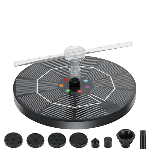 vvhippo Solar Springbrunnen für Außen, 2,5w Solarbrunnen für Draussen mit 8 Düsen, Solar Teichpumpe mit 8 LED, Solar Wasserpumpe Solar Schwimmender Fontäne Pumpe für Garten, Teich, Terrasse, Vogel Bad von vvhippo