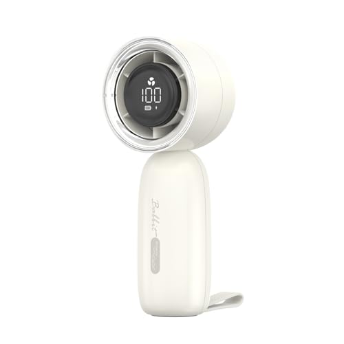Wiederaufladbarer Mini-Ventilator Hochgeschwindigkeits-Handventilator mit Umhängeband 3000mAh Batterie LED-Anzeige Stufenlose Windgeschwindigkeit 5 Gänge Niedlicher Kühlventilator für Reisen im Freien von vyvylabs