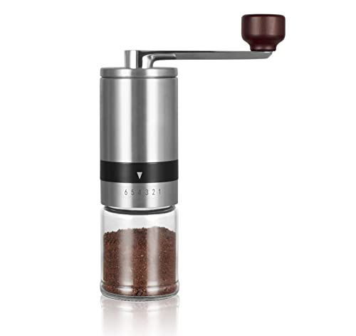 Vzaahu Manuelle Kaffeemühle,mit 6-stufiger Externer Einstellbarer Grobheit,Konisches Keramikmahlwerk,Tragbare Mühle für Zuhause,Büro,Reisen von vzaahu