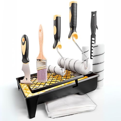W4products Profi Malerset 12-teilig - Malerzubehör - Streichen Set - Premium Malerset Farbroller groß - Farbwanne Malerrolle klein & groß - Haarpinsel - Stoßspachtel - Farbrührer - Abstreifgitter W4products Profi Malerset 12-teilig - Malerzubehör - Streichen Set - Premium Malerset Farbroller groß - Farbwanne Malerrolle klein & groß - Haarpinsel - Stoßspachtel - Farbrührer - Abstreifgitter von w4roducts w4products