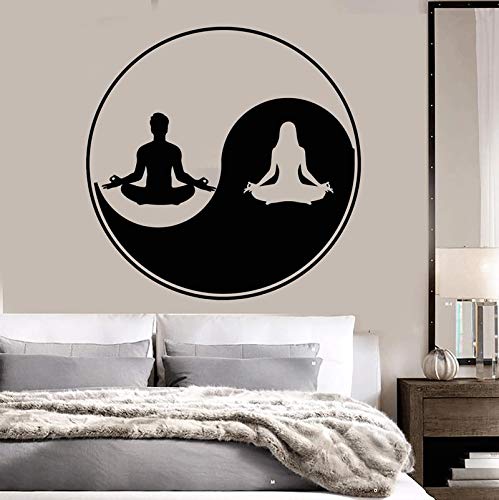 wZUN Vinyl Wandtattoo Yin Yang Symbol Lotus Pose Meditation Mann Frau Aufkleber 42x42cm von wZUN