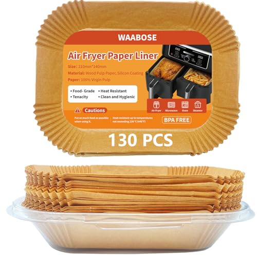 130 Stück Backpapier für Ninja Heißluftfritteuse Dual Zone, Airfryer Backpapier Kompatibel mit Ninja AF300EU/AF400EU/Stack XL SL400EU & Dual Zone Airfryer, Air Fryer Zubehör für COSORI 8.5L von waabose