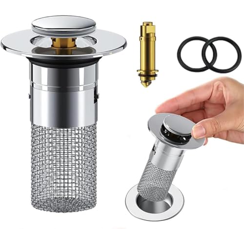 Abflussstopfen Waschbecken, Waschbeckendüse für 34-40mm Waschbecken mit Haaren, universelle Auspuffläufe Dusche schnelle Fluss, 2024 Neuer Anti-Blocking-Filter (1) von waabose