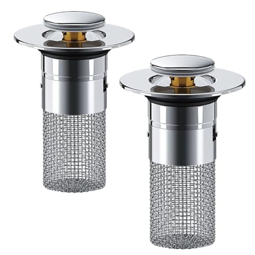 Abflussstopfen Waschbecken, Waschbeckendüse für 34-40mm Waschbecken mit Haaren, universelle Auspuffläufe Dusche schnelle Fluss, 2024 Neuer Anti-Blocking-Filter (2) von waabose