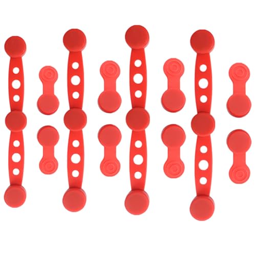 Magnetische Silikonschnallen für Heißluftfritteusen, 12 Stück Magnete für Heißluftfritteuse für Backpapiereinlagen, Lebensmittelechtes Silikon, Küchenzubehör mit langen und kurzen Clips (Rot) von waabose