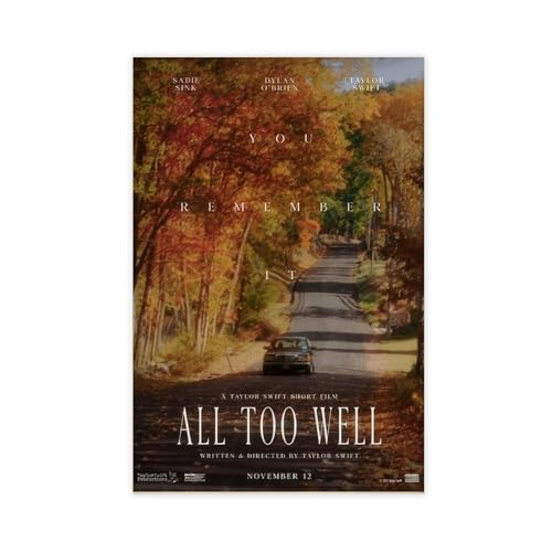 waajsp Filmposter "All Too Well The Short Film" (2021), Leinwandposter, Wandkunst, Dekordruck, Bild Gemälde für Wohnzimmer, Schlafzimmer, Dekoration, 40 x 60 cm von waajsp