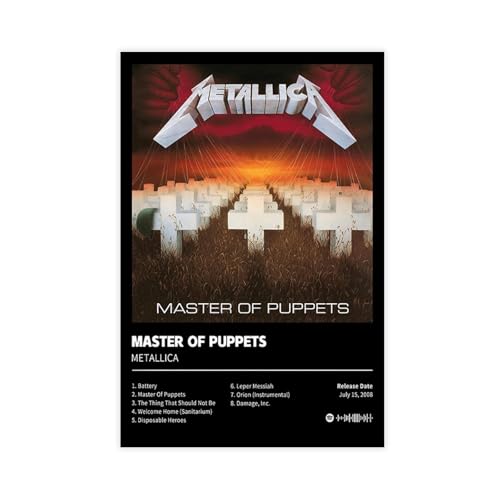 waajsp Master of Puppets – Musikalbum, Poster, Leinwand, Poster, Wandkunst, Dekordruck, Bild Gemälde für Wohnzimmer, Schlafzimmer, Dekoration, 30 x 45 cm von waajsp