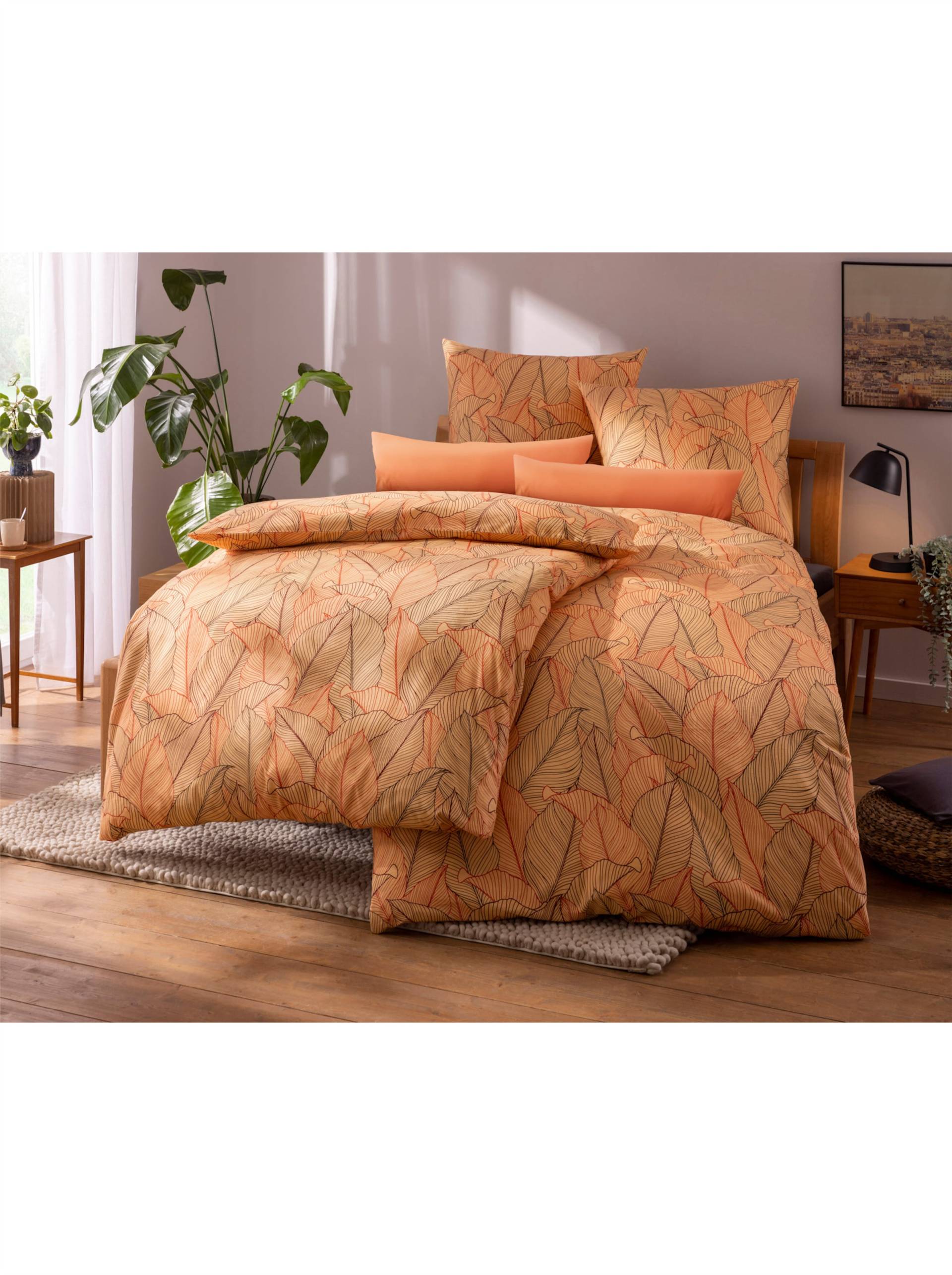 Bettwäsche in apricot-rotbraun-bedruckt von wäschepur von wäschepur