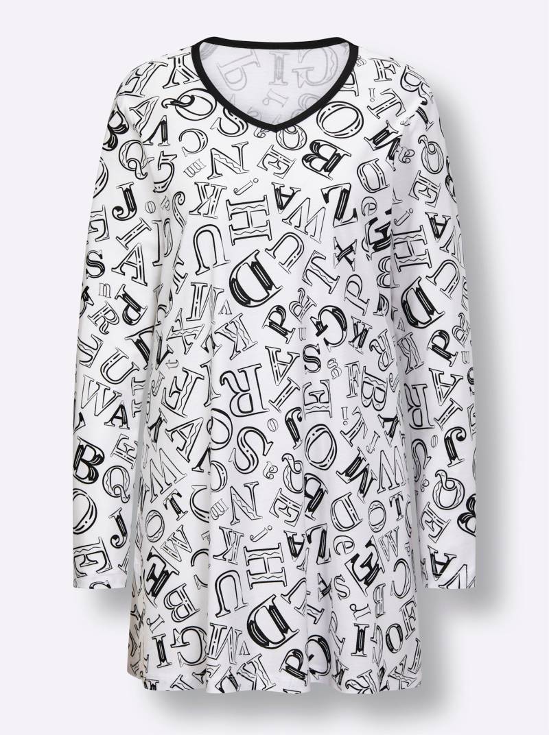 Schlafanzug in weiß-schwarz-bedruckt von wäschepur von wäschepur