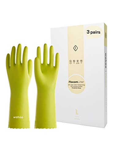 wahoo 3 Paar Putzhandschuhe, Wiederverwendbare Haushaltshandschuhe mit Baumwoll Flockfutter, Latexfrei, Wasserdicht für Küche, Spülen, Putzen, Rutschfest, Zyan, Größe S/7 wahoo 3 Paar Putzhandschuhe, Wiederverwendbare Haushaltshandschuhe mit Baumwoll Flockfutter, Latexfrei, Wasserdicht für Küche, Spülen, Putzen, Rutschfest, Zyan, Größe S/7 von wahoo