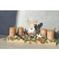 Adventskranz Haltbar Länglich, Adventskranz Modern Länglich, Adventsgesteck Wiederverwertbar von waldviertelHandwerk