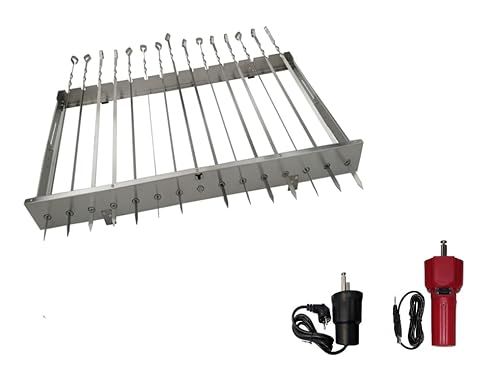 Neu walexo Spießdreher (universell), incl. 15 Edelstahlspieße mit verschiedenen Motoren (mit E-Motor 230V/50H/4W + 5V USB-Motor) von walexo
