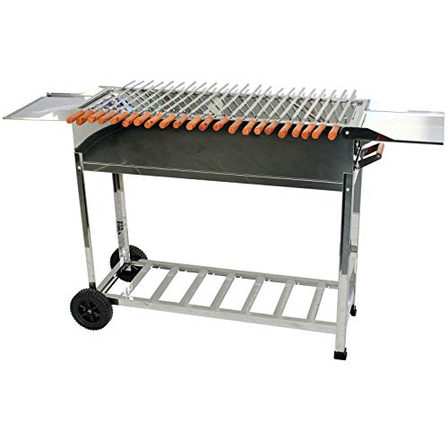 walexo Familien Grill Mangal mit Rollen und Kasan Halter, wahlweise mit oder ohne 22 Spieße aus Edelstahl (mit 22 Edelstahlspieße) walexo Familien Grill Mangal mit Rollen und Kasan Halter, wahlweise mit oder ohne 22 Spieße aus Edelstahl (mit 22 Edelstahlspieße) von walexo