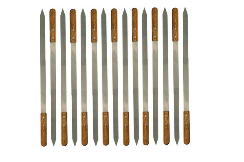 walexo Grillspieß Edelstahl Kebab Adana Grillspieße 600x23x2mm Holzgriff (15-St) von walexo