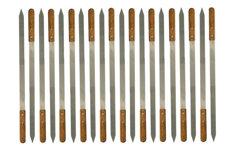 walexo Grillspieß Edelstahl Kebab Adana Grillspieße 600x23x2mm Holzgriff (20-St) von walexo