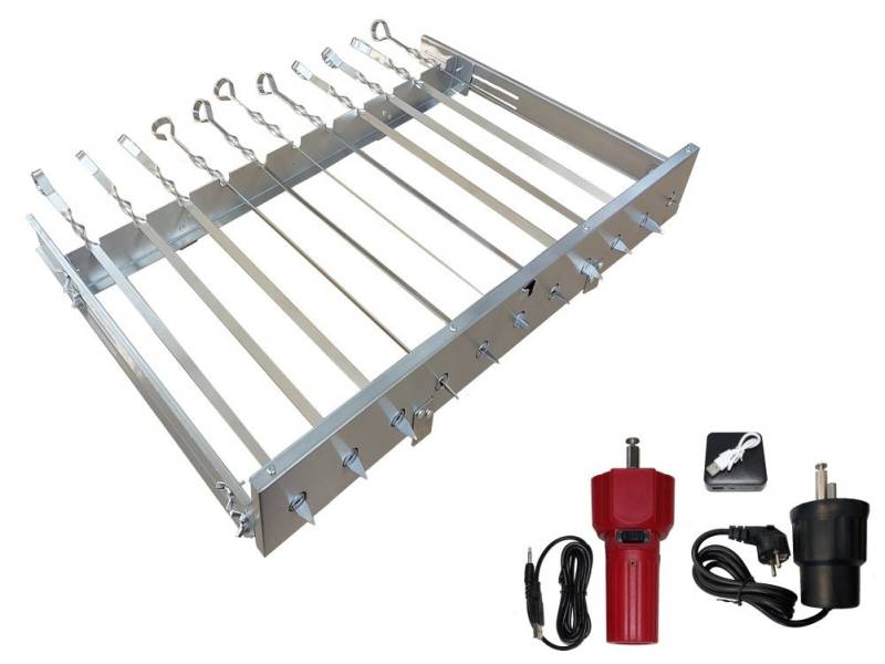 walexo Grillspieß Spießdreher (universell), incl. 11 Edelstahlspieße und Motoren von walexo