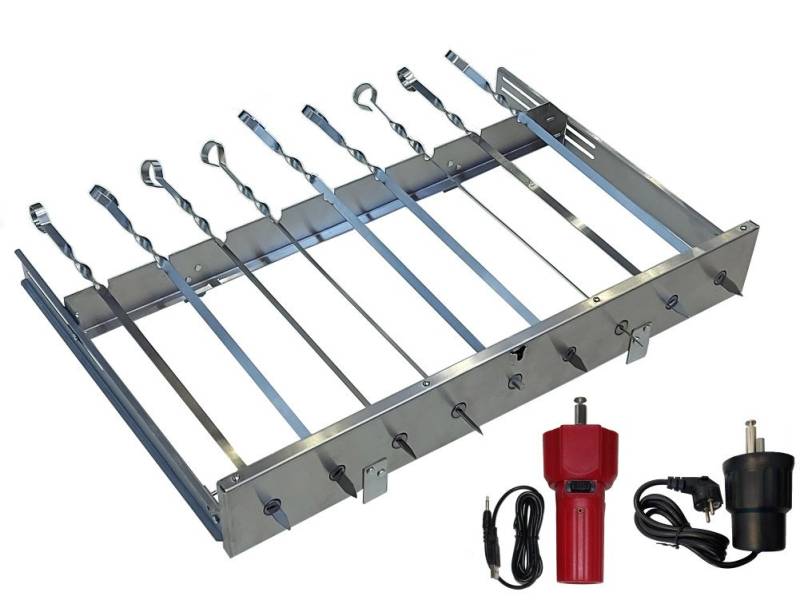 walexo Grillspieß Spießdreher (universell), incl. 9 Edelstahlspieße und Motoren von walexo