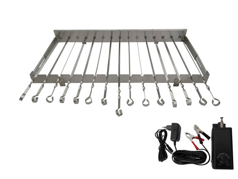 walexo Grillspieß Spießdreher 3-12V (regelbar), incl. 15 Edelstahlspieße (1-St) von walexo