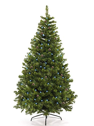 walexo Künstlicher Weihnachtsbaum Tannenbaum Christbaum mit LED und Fernbedienung (210 cm, Natur-Grün) von walexo