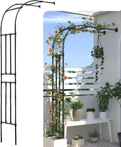 Halbseitiger Gartenbogen, robuster Gartenlaube, Stahlrahmen, Gartenbogen, Halbbogen für Kletterpflanzen, Rosen-40 x 60 x 240cm von Flyhug