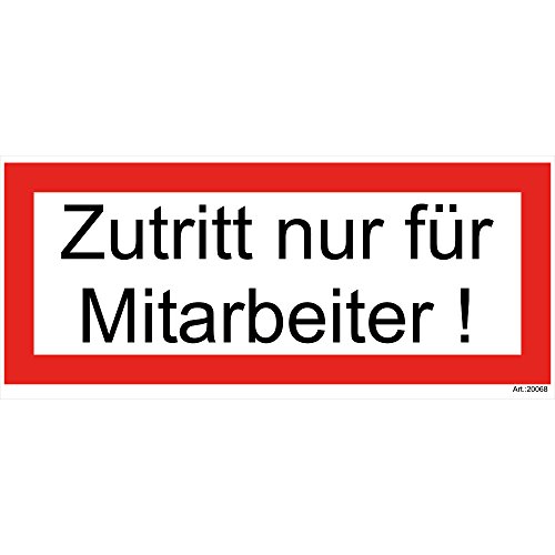 1 Stück "Zutritt nur für Mitarbeiter" PVC Aufkleber rot 200x80 mm, selbstklebend, kratz und Wetterfest 1 Stück "Zutritt nur für Mitarbeiter" PVC Aufkleber rot 200x80 mm, selbstklebend, kratz und Wetterfest von wall-art-design