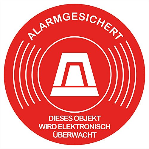 10 Stück Aufkleber "Alarmgesichert- Objekt wird elektronisch überwacht" Durchmesser 5 cm 10 Stück Aufkleber "Alarmgesichert- Objekt wird elektronisch überwacht" Durchmesser 5 cm von wall-art-design