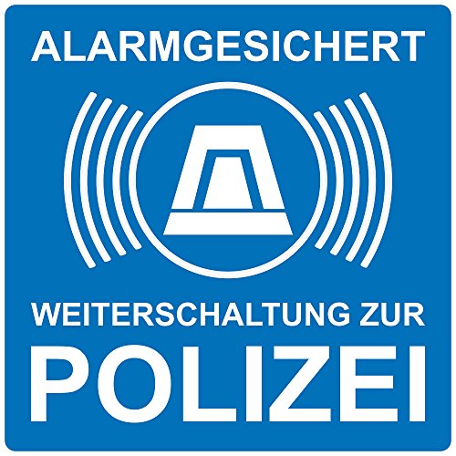 10 Stück Aufkleber Alarmgesichert Weiterleitung zur Polizei, blau, selbstklebend, kratz und Wetterfest 10 Stück Aufkleber Alarmgesichert Weiterleitung zur Polizei, blau, selbstklebend, kratz und Wetterfest von wall-art-design