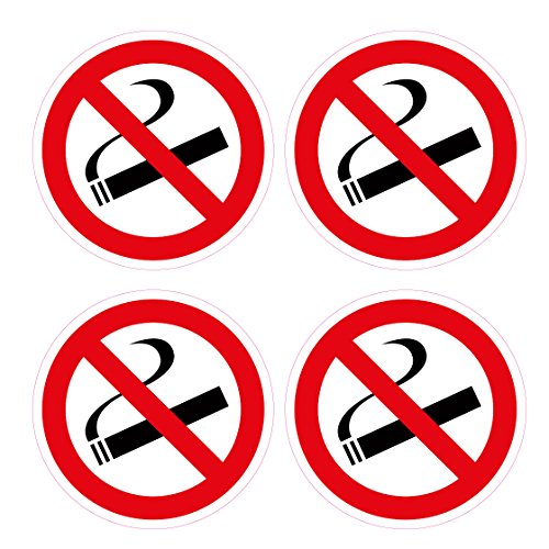 4 Stück Aufkleber, Durchmesser 5 cm "Rauchen verboten", selbstklebend, kratz und Wetterfest von wall-art-design