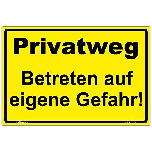 Schild Privatweg - Betreten auf eigene Gefahr Hinweisschild 300x200 mm stabile Aluminiumverbundplatte 3mm stark Schild Privatweg - Betreten auf eigene Gefahr Hinweisschild 300x200 mm stabile Aluminiumverbundplatte 3mm stark von Schilderio
