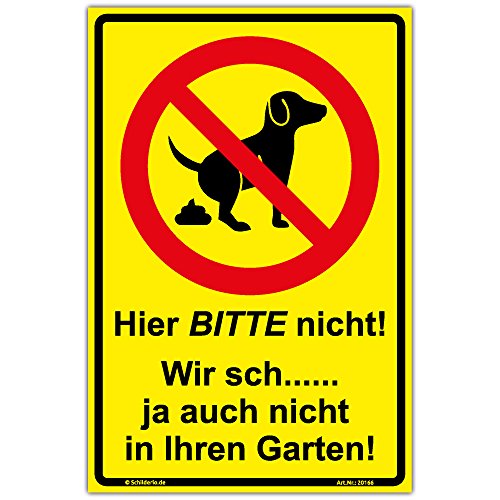Schild Hier BITTE nicht Hinweisschild 450x300mm keine Hundetoilette, gelb, stabile Aluminiumverbundplatte 3mm stark von Schilderio