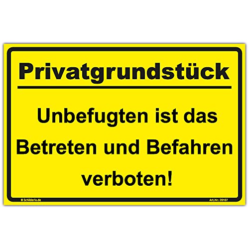 Schild "Privatgrundstück" Hinweisschild 450x300 mm gelb,stabile Aluminiumverbundplatte 3mm stark Schild "Privatgrundstück" Hinweisschild 450x300 mm gelb,stabile Aluminiumverbundplatte 3mm stark von Schilderio