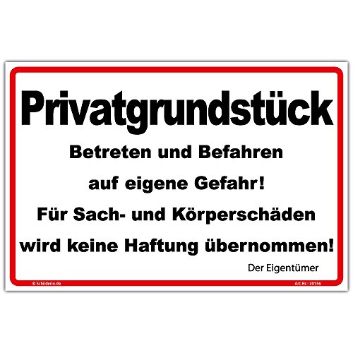 Schild Privatgrundstück Betreten und Befahren Hinweisschild 600x400mm stabile Aluminiumverbundplatte 3mm stark Schild Privatgrundstück Betreten und Befahren Hinweisschild 600x400mm stabile Aluminiumverbundplatte 3mm stark von Schilderio