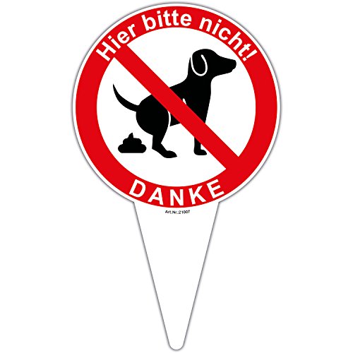 Steckschild Schild "Hier bitte nicht!" Hinweisschild 180x300 mm, Hundeklo, Tretminen Hund, stabile Aluminiumverbundplatte 3mm stark Steckschild Schild "Hier bitte nicht!" Hinweisschild 180x300 mm, Hundeklo, Tretminen Hund, stabile Aluminiumverbundplatte 3mm stark von wall-art-design
