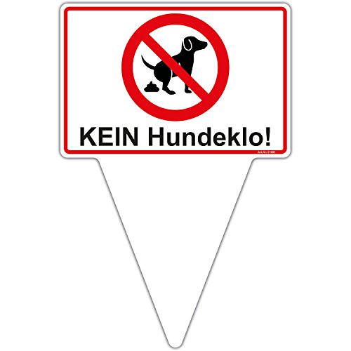 Steckschild Schild "Kein Hundeklo!" Hinweisschild 200x300 mm stabile Aluminiumverbundplatte 3mm stark, Tretminen Hund Schild von wall-art-design