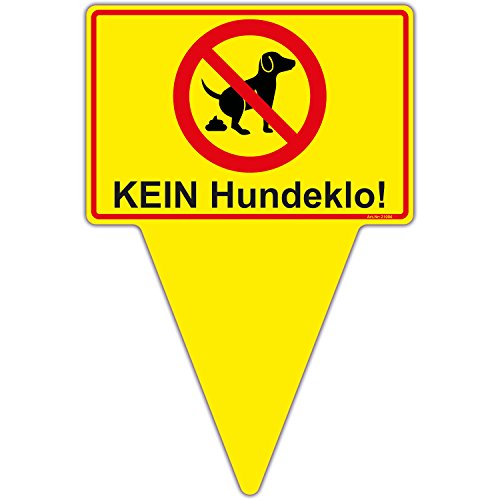 Steckschild Schild "Kein Hundeklo!" Hinweisschild gelb 200x300 mm stabile Aluminiumverbundplatte 3mm stark, Tretminen Hund Schild von wall-art-design