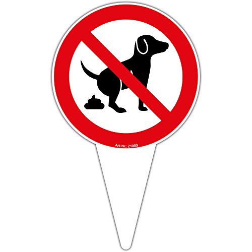 Steckschild Schild "Keine Hundetoilette" Hinweisschild rund Tretminen Hund 180x300 mm stabile Aluminiumverbundplatte 3mm stark von wall-art-design