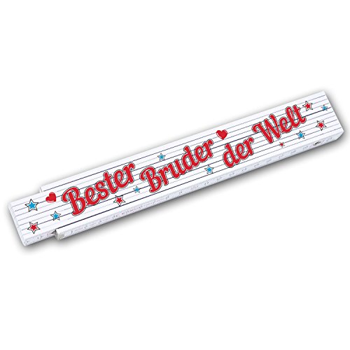 Zollstock Meterstab 2 m mit Schriftzug "Bester Bruder der Welt" Geschenkidee zum Geburtstag Männertag Weihnachten Mann Familie Handwerker von wall-art-design