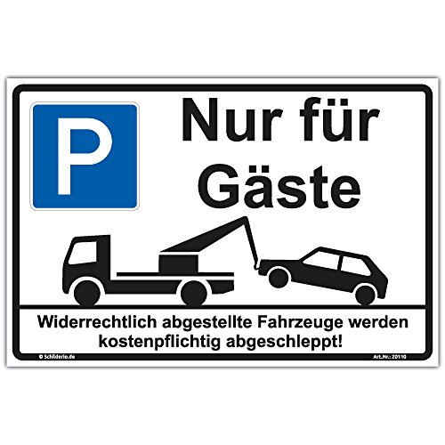 Schild Parken Nur für Gäste Hinweisschild 300x200 mm stabile Aluminiumverbundplatte 3mm stark, inkl. 4 Eckbohrungen von Schilderio