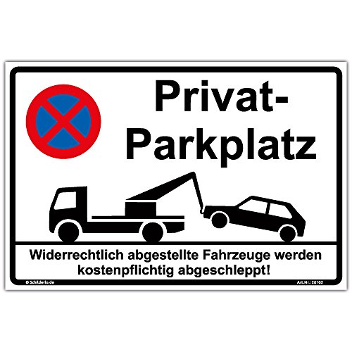 Schild Privatparkplatz Hinweisschild 300x200mm stabile Aluminiumverbundplatte 3mm stark inkl. 4 Eckbohrungen von Schilderio