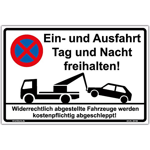 Schild"Ein- und Ausfahrt freihalten" Hinweisschild 450x300 mm stabile Aluminiumverbundplatte 3mm stark - inkl. 4 Eckbohrungen von Schilderio